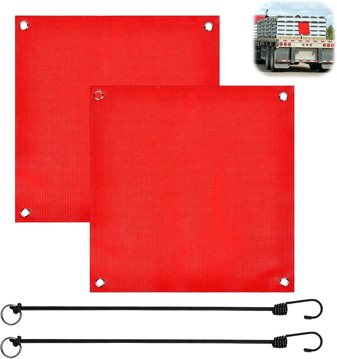 Rode waarschuwingsvlag 30 x 30 cm - weerbestendig pvc - extra lang met rubberen touw - voor verkeersveiligheid - ShopVlot