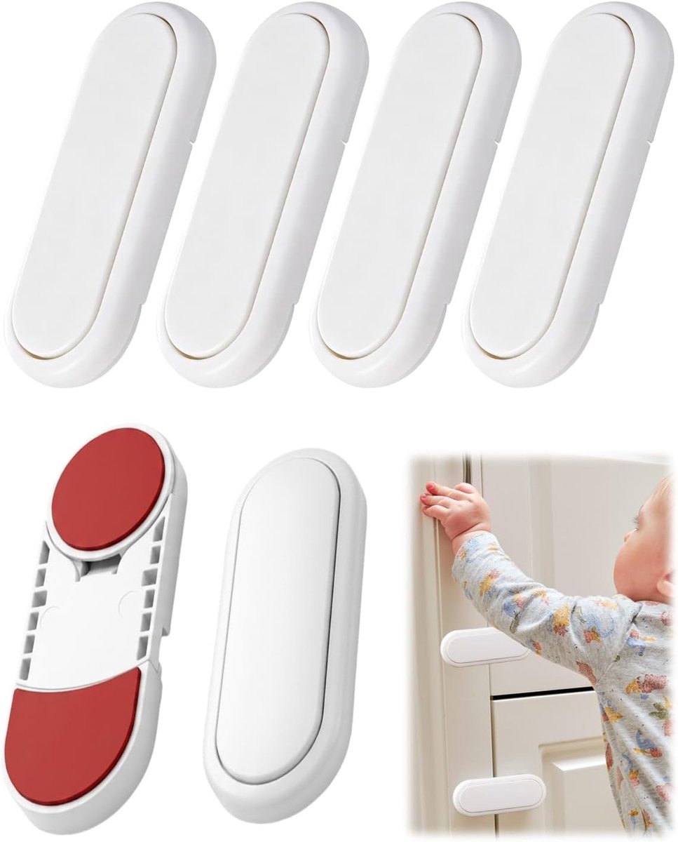 Set van 6 kinderkastsloten - sterk klevend - zonder boren - optimale babybescherming - ShopVlot