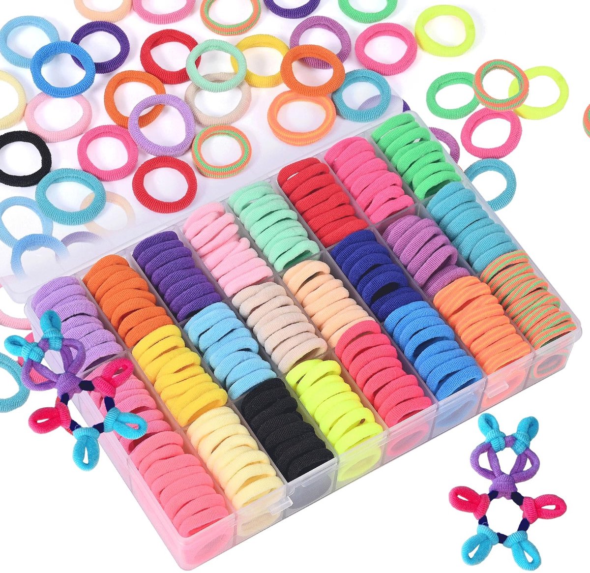 Solidchoice - Set van 480 Mini Haarg elastiekjes in 24 Kleuren voor Kinderen