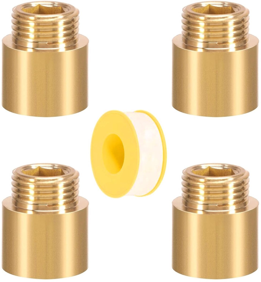 Solidchoice - Set van 4 Messing Kraanverlengstukken 1/2" x 20mm