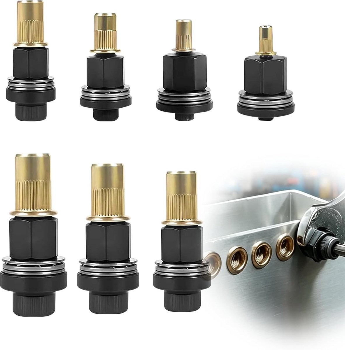 Klinknagels set 7 stuks M3-M10 - Koolstofstaal - Slijtvast en corrosiebestendig - Ideaal voor constructies - ShopVlot