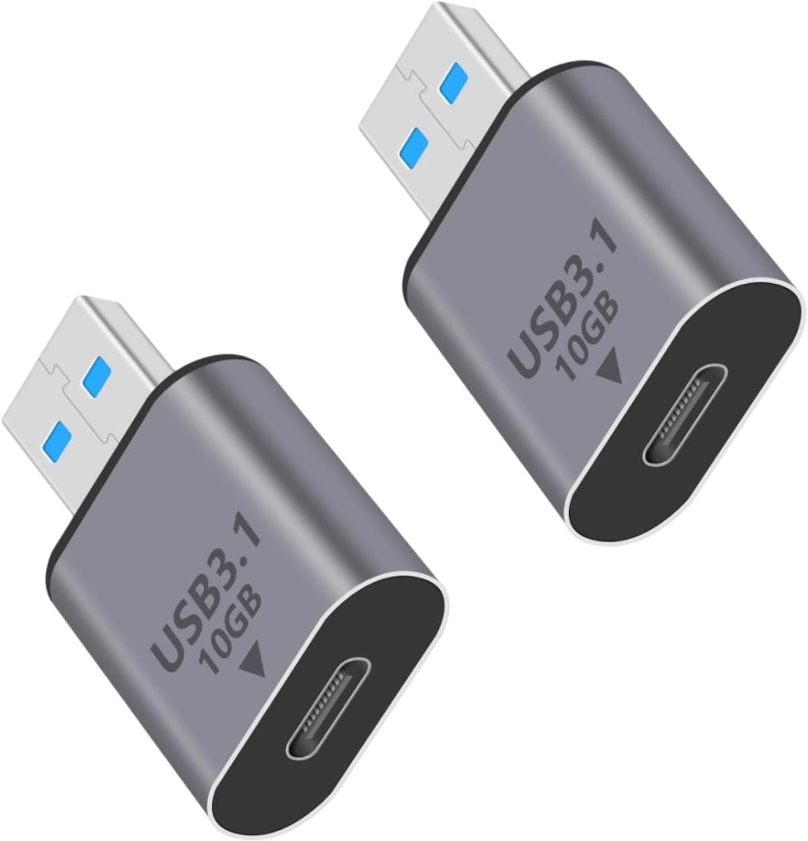USB naar USB C adapter 10 Gbps - 2 stuks - snel opladen 5 V 3 A - gegevensoverdracht voor pc en laptop - ShopVlot