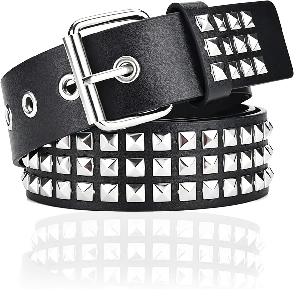Leren en Metalen Nietenriem - Punk Rock Stijl - Verstelbare Leren Riem - Robuust Ontwerp voor Outfits - ShopVlot