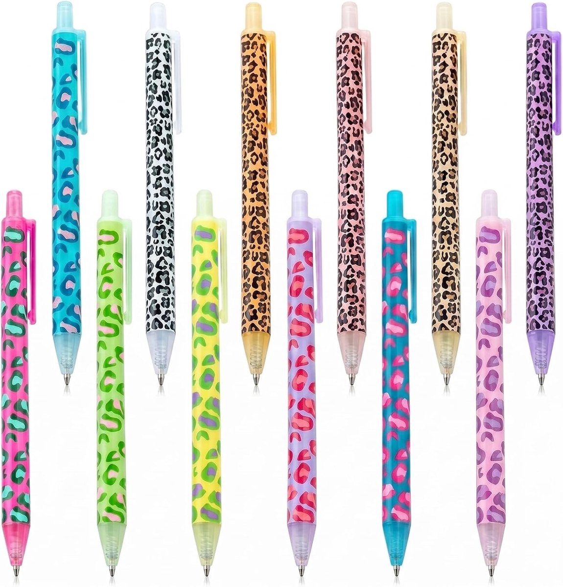 Balpen set 12 stuks - luipaarddesign - dierenprint - stijlvol schrijven - ShopVlot