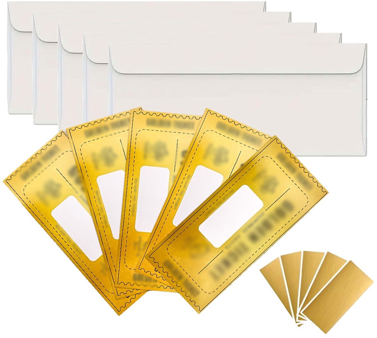 Solidchoice - 5 Stuks Gouden Scratchkaarten met Enveloppen