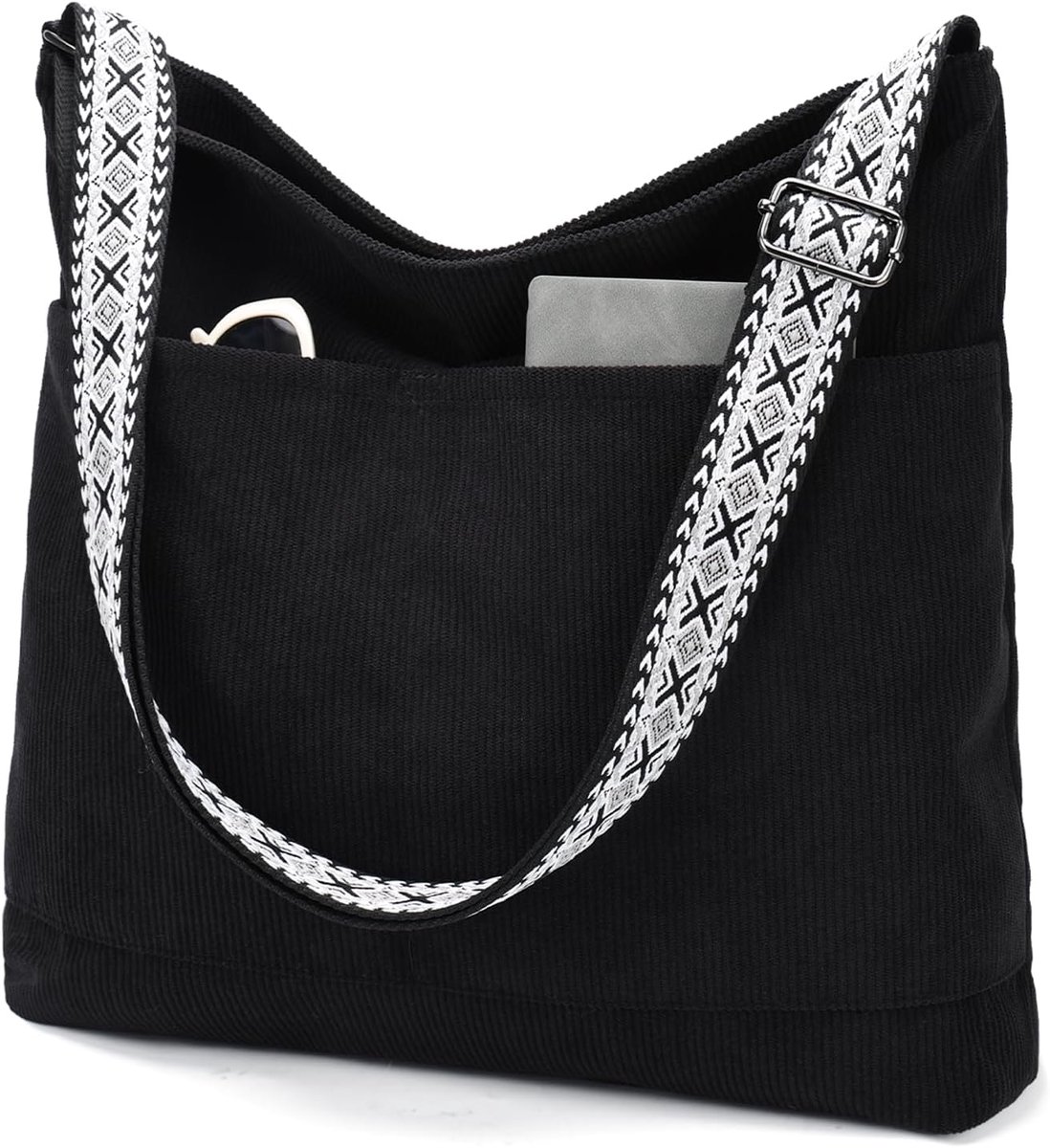 Dames Schoudertas Groot - Canvas Hobo Tas met Rits - Verstelbare Schouderband - Ideaal voor School en Reizen - ShopVlot