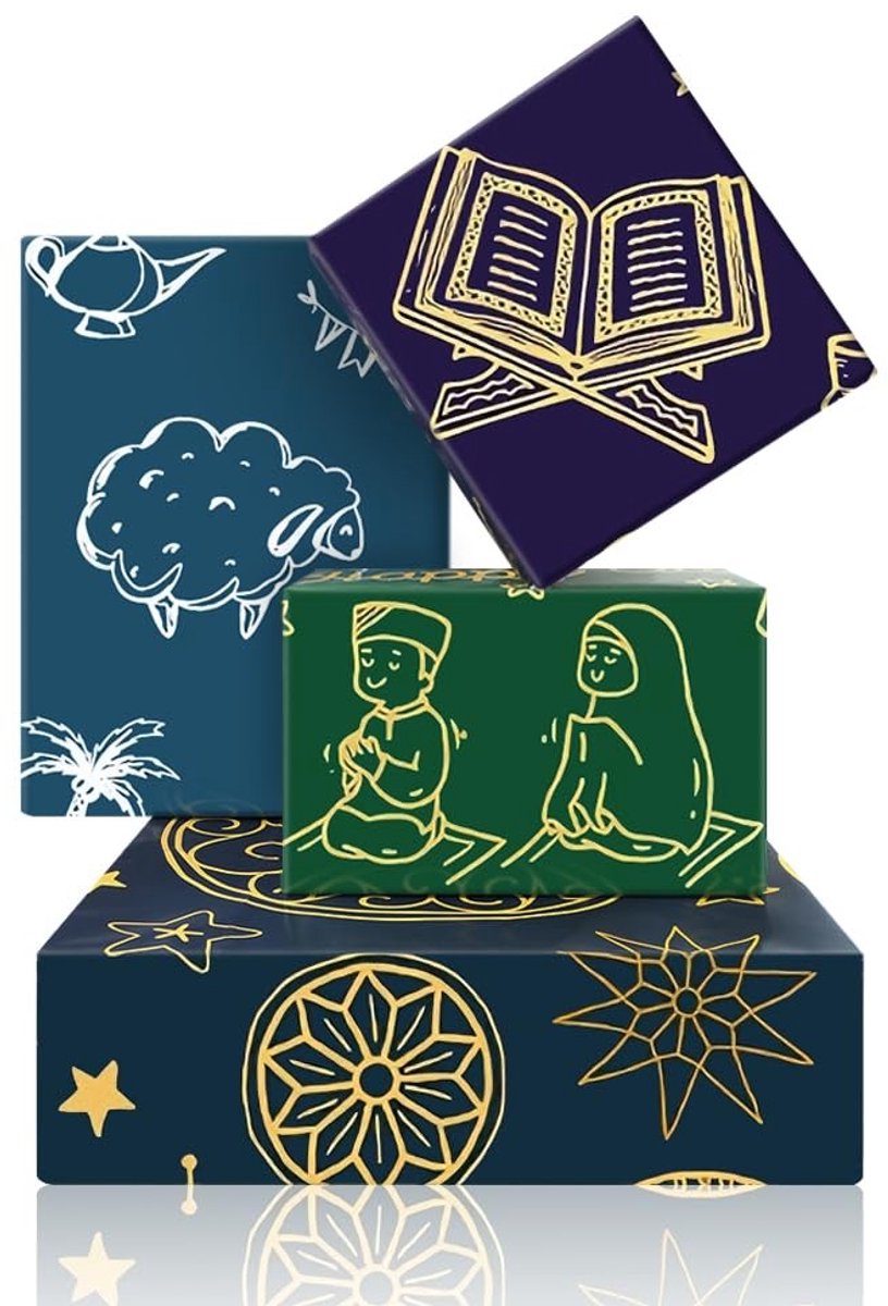 Solidchoice - Cadeaupapier Set voor Eid Mubarak met 4 Vellen