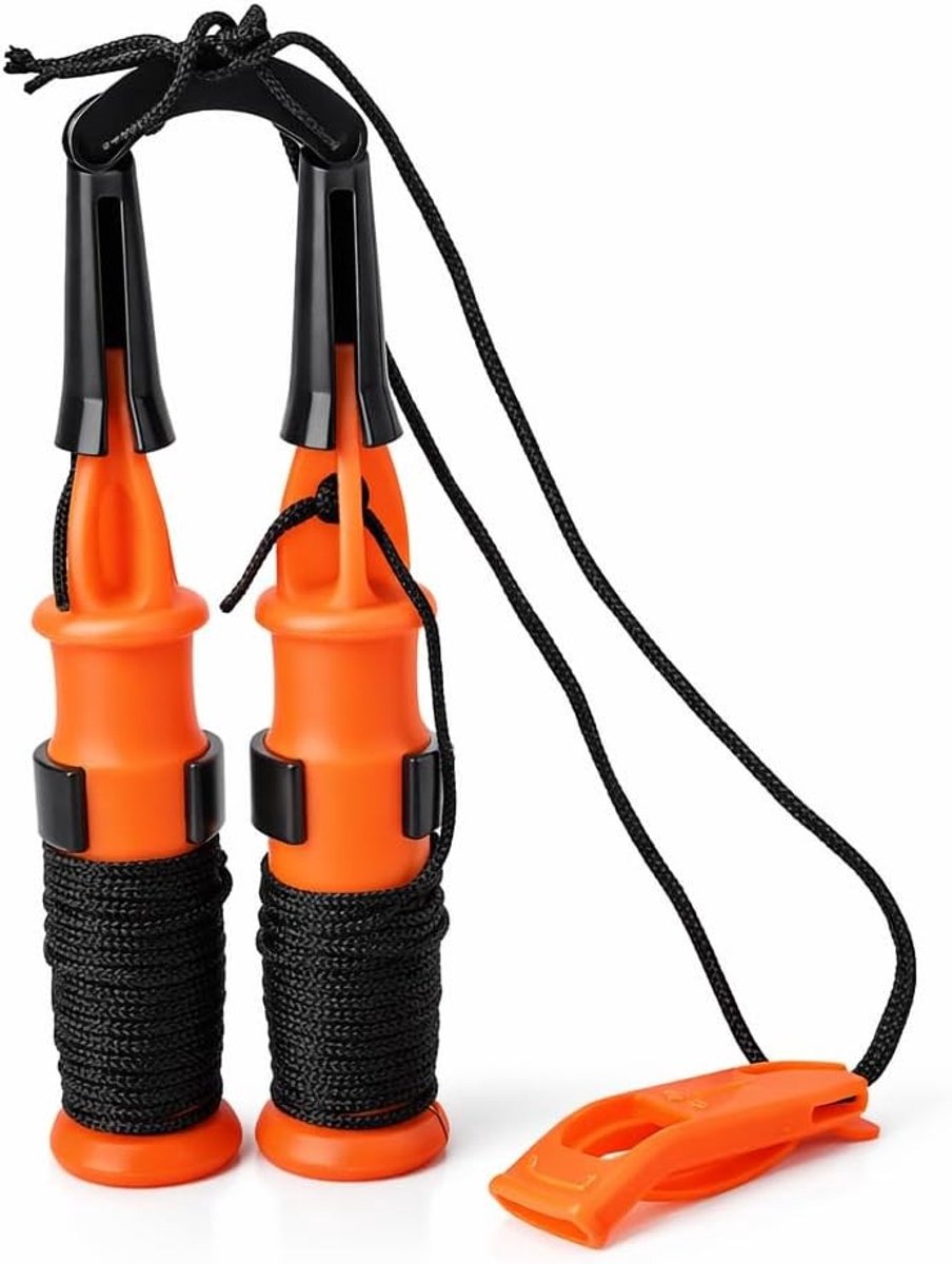 2 Stuks IJsvisserij Veiligheidsprikkers van Duurzaam ABS en RVS met Noodfluitje voor Buitenactiviteiten en Vissen Accessoires