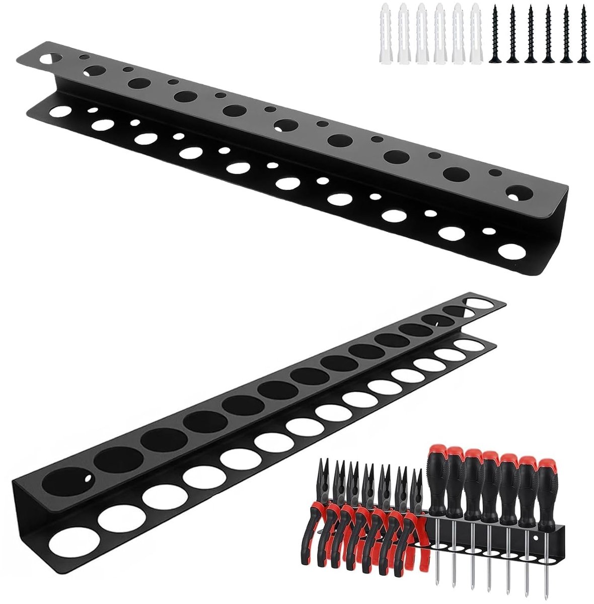2 pcs screwdriver holders, 14 holes tool organizer and 19-hole pliers holder, pliers wrench organizer with screws and - ShopVlot