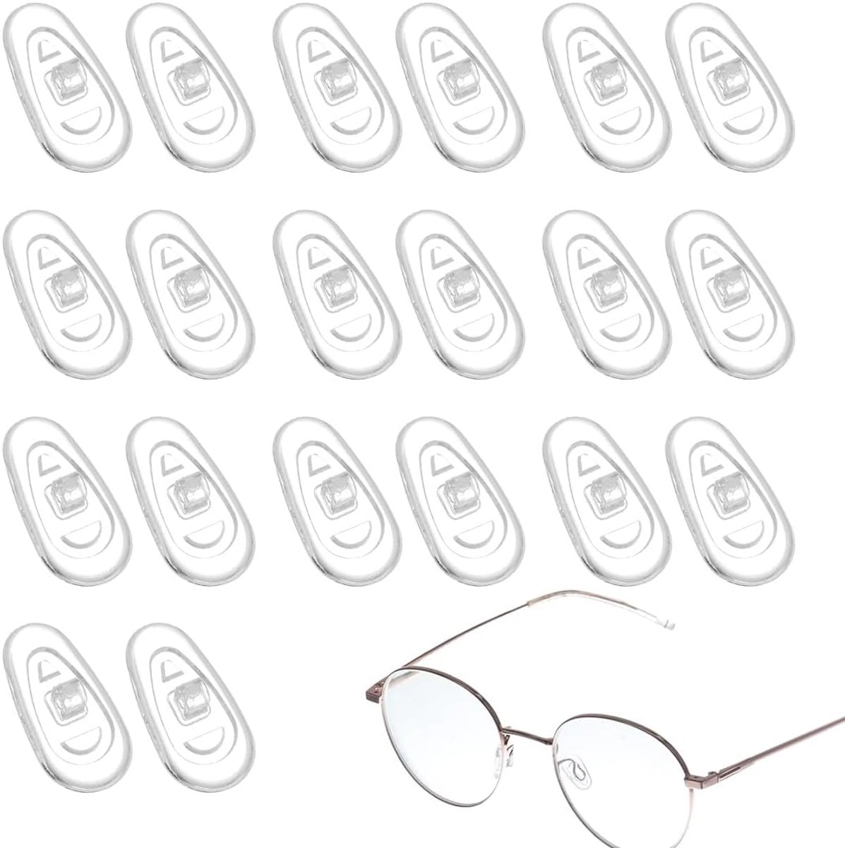 Pack of 20 Self Adhesive Nose Pads, Glasses Pads & Non-Slip Silicone Glasses Pads, Nose Pads for Inserting, Non-Slip - ShopVlot