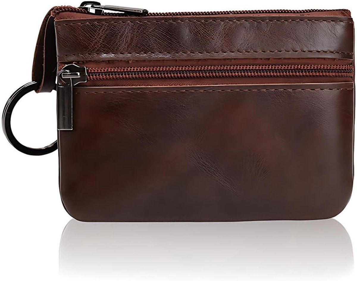 1 Piece Genuine Leather Vintage Men's Wallet Small Coin Purse Genuine Leather Mini Wallet Unisex (Brown) - ShopVlot