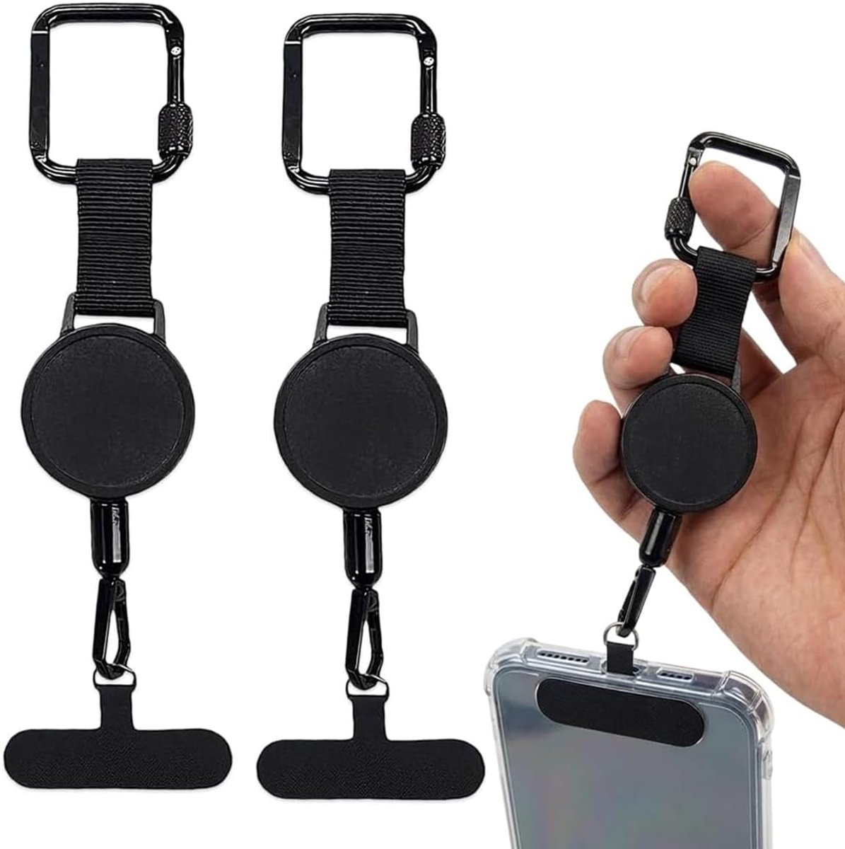Pack of 2 Smartphone, Retractable Outdoor, Ski Pass Holder and Pull-Out Key Chain for Hiking, Skiing, Climbing and - ShopVlot