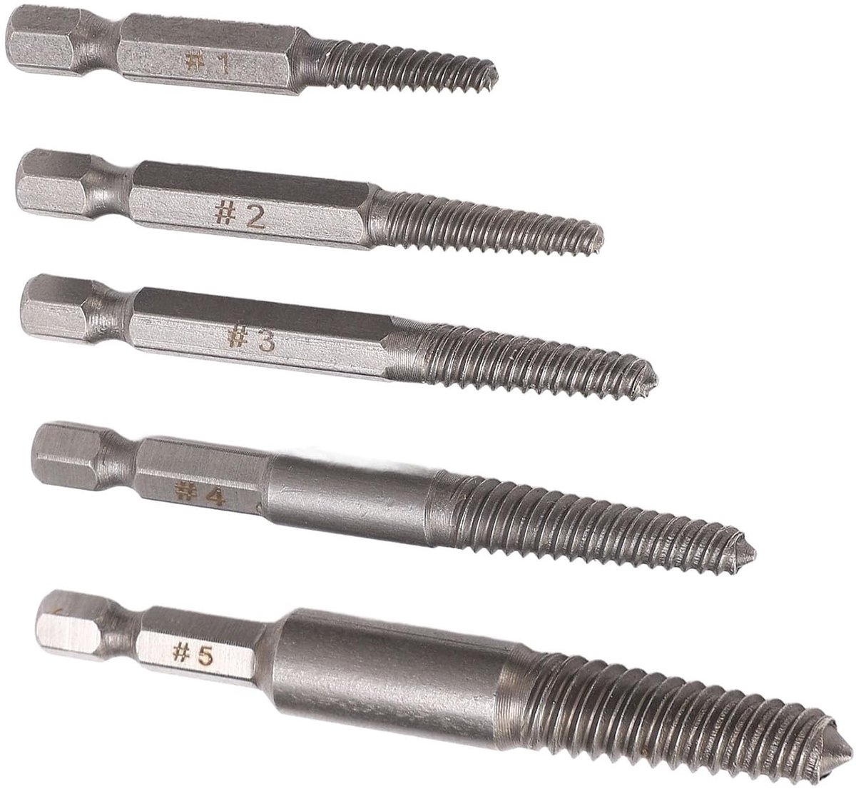 5PCS Hex Schacht Beschadigd Schroef Remover Set - Duurzaam Koolstofstaal Extractor voor Auto Reparaties en Kluswerk 1/4 Inch Hex Schacht