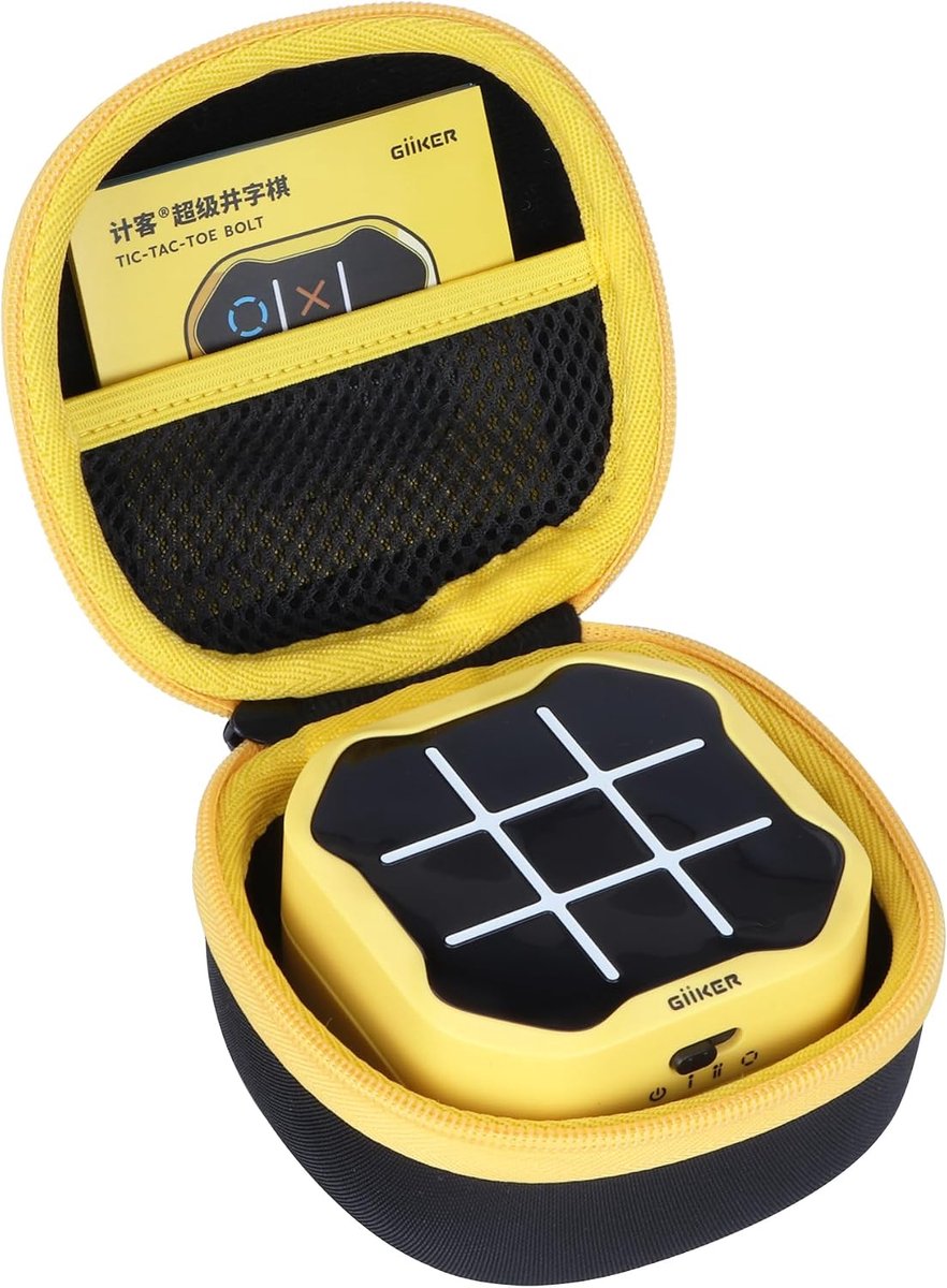 Lebakort Hard Protective Case Cover for Giiker Infinite Tic-Tac-Toe Bolt Game (Black + Yellow) - ShopVlot
