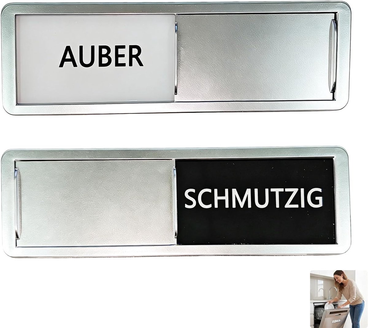 Vaatmachinemagneet – schoon/vuile magneet, 15 x 5 cm, indicator voor vaatwasser met volledige magneet en kleefpads - ShopVlot