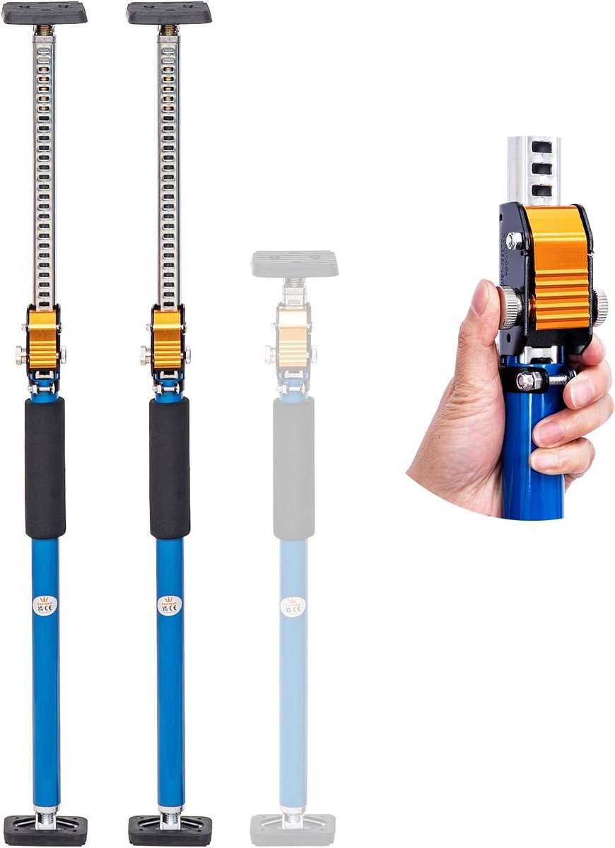TOPWAY Set of 2 Telescopic Drywall Support 600-1000mm Steel Quick Adjustable Ceiling Support Bar, Supports up to 60kg - ShopVlot