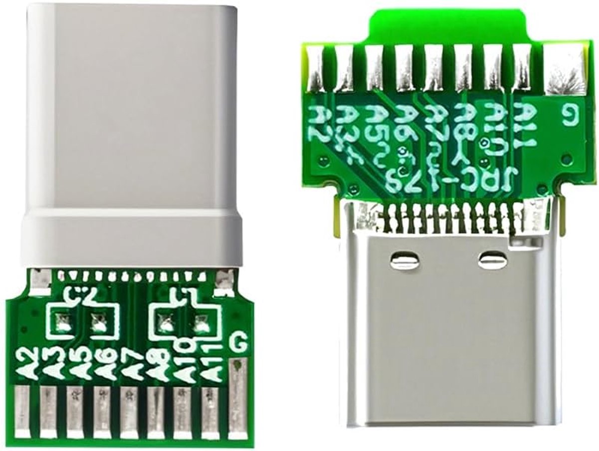 connector 2 pcs/lot OEM DIY USB-C USB 3.1 Type-C Male and Female Plug Socket Solder Type with PCB Board - ShopVlot