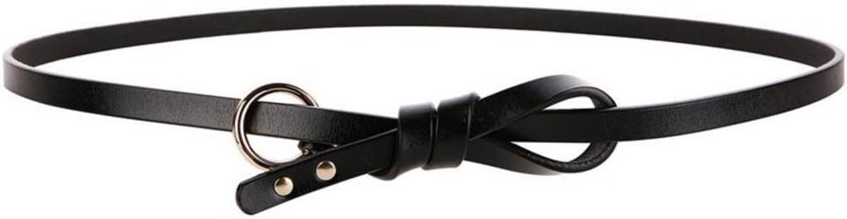 Women Thin Belt Leather Buttons Band Dress Decoration Ladies Thin Belt, Black, One Size - ShopVlot