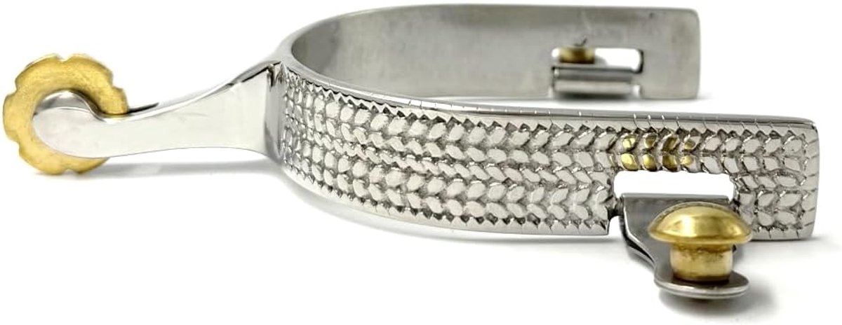 ES1088 Western Stainless Steel Tracks, Grain Pattern with Sun Wheel, Copper, Rowel Cowboy, Race Tracks, Horse Tracks - ShopVlot