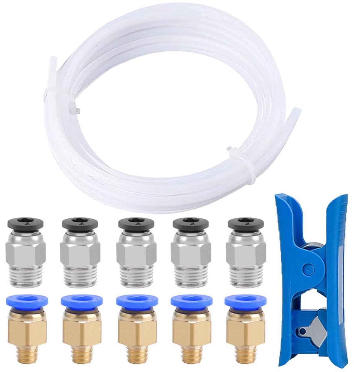 8 Meter 3D Printer PTFE Teflon Tube with Cutter, 5 Pieces PC4-M6 Pneumatic Connector and 5 Pieces PC4-M10 Pneumatic - ShopVlot