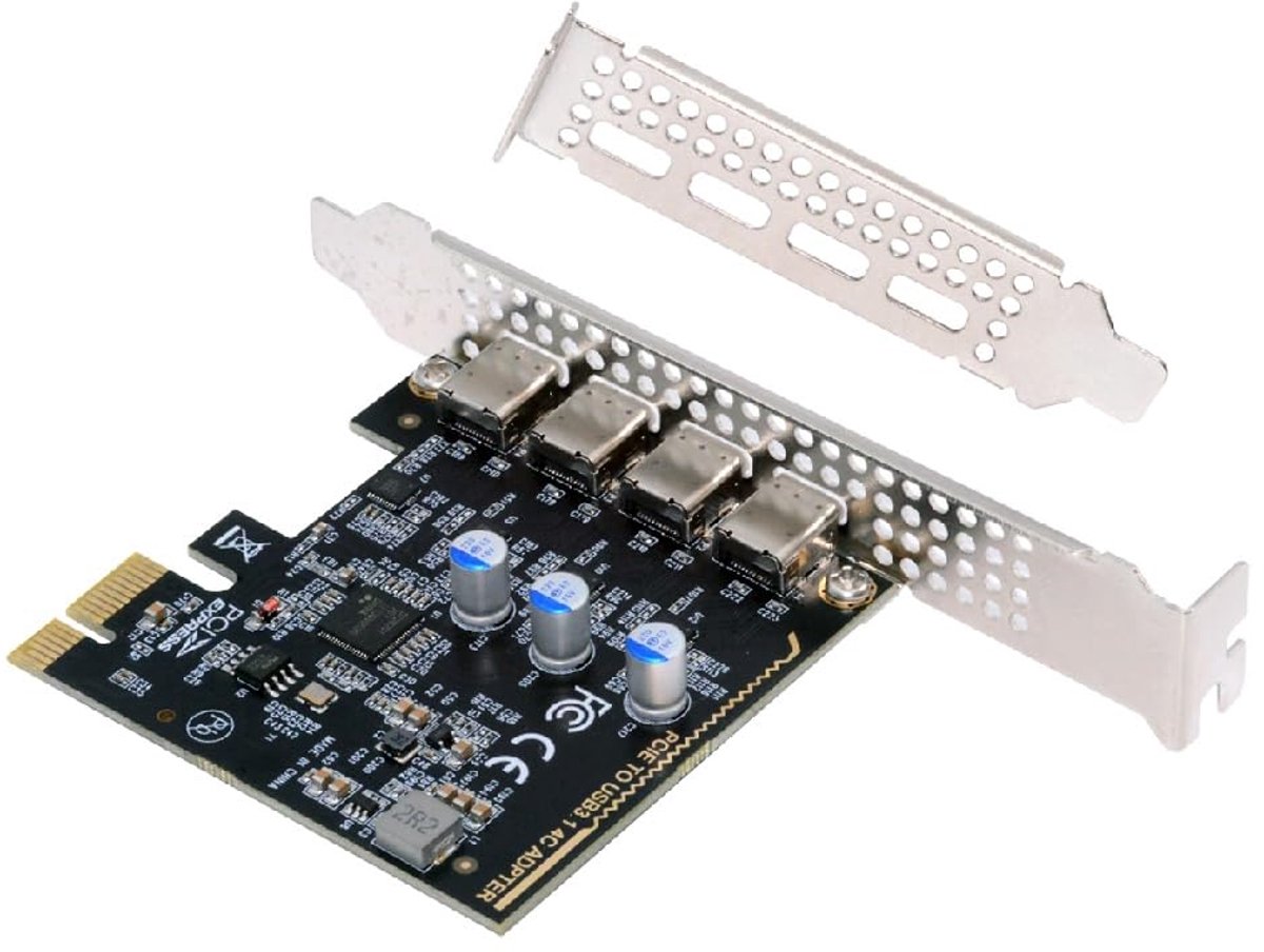 5Gbps USB3.1 Gen1 USB-C Female Four Ports to PCI-E 1x Card Adapter uPD720201 with Low Profile Bracket - ShopVlot