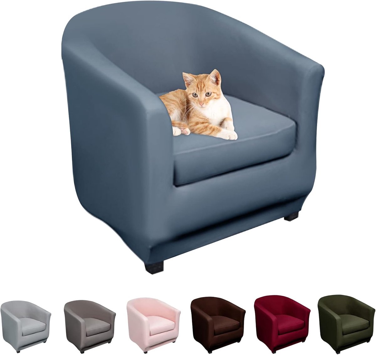 Lydevo Elastic Chair Cover with Separate Cushion Universal Chair Covers Washable Club Chair Covers Grey Blue - ShopVlot