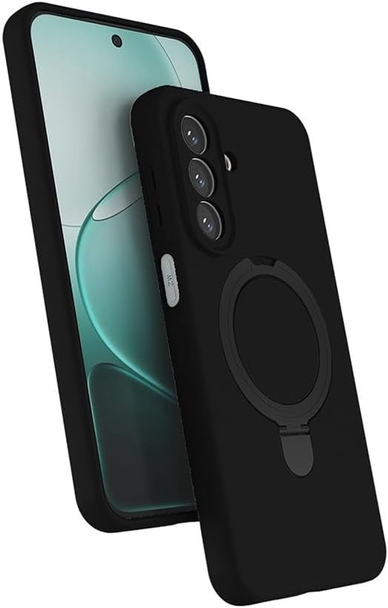 Hoesje Geschikt voor Samsung Galaxy A27 Hoesje – Zwart – Zachte Siliconen Backcover met Ring – MagSafe Geschikt – Slim & Beschermend