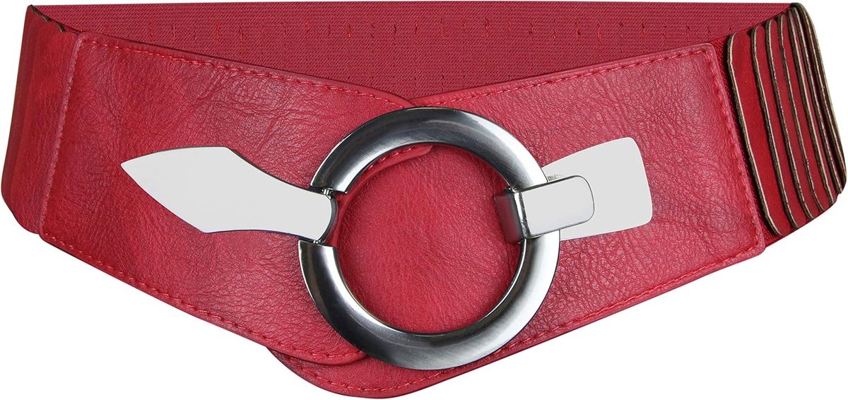 Ladies elastic waist belt, approx. 6 cm wide with silver ring closure, elastic belt - ShopVlot