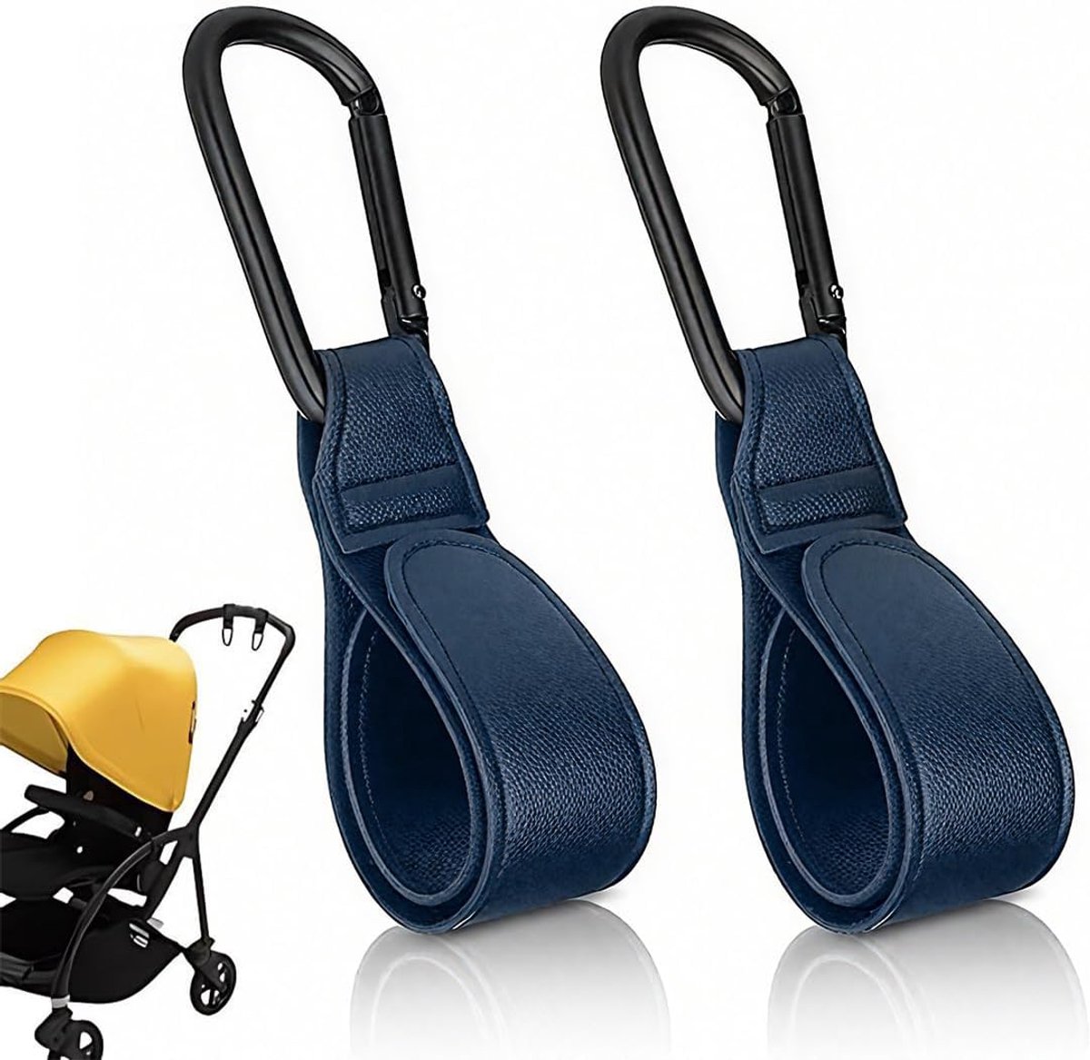 Set of 2 hooks for pushchairs made of PU leather, universal accessories for cars and diaper bags, non-slip surface - ShopVlot