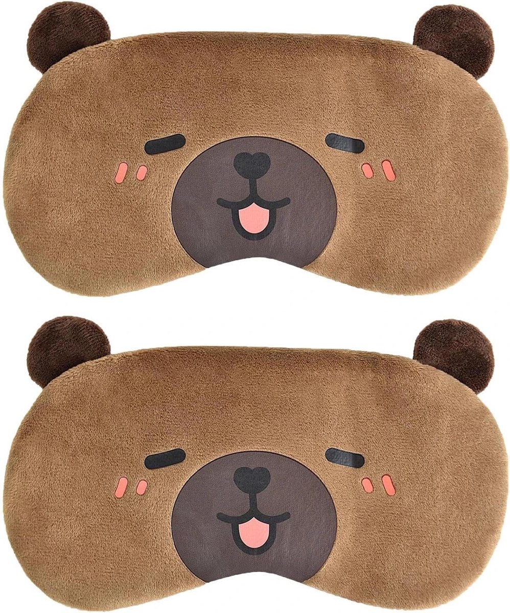 Slaapmasker pluche - 2 stuks - schattig Capybara-patroon - comfortabel voor een goede nachtrust - ShopVlot