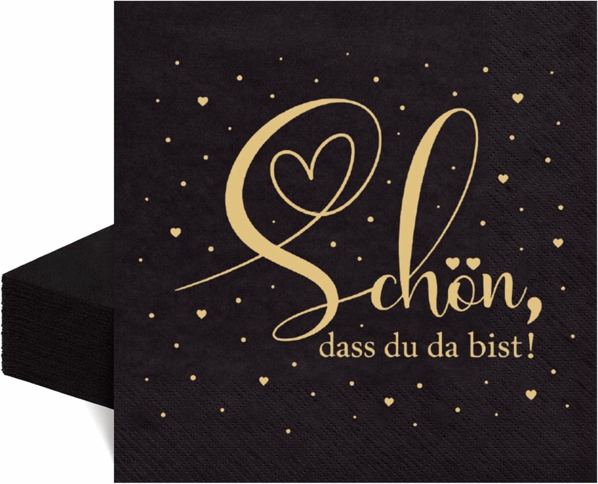 Papieren Servetten 50 Stuks - 13 x 13 Inch - Zwart en Goud - Perfect voor Feestelijke Gelegenheden - ShopVlot