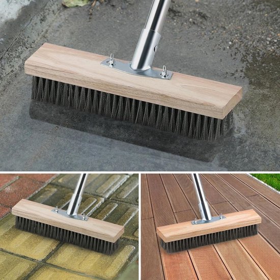NIVA® Onkruidborstel - Onkruidverwijderborstel met 4 Verlengstukken - RVS Borstel met Bladschraper - Voor Terras en Voegen - Zilver/Rood - 4cm x 30cm x 145cm van Niva — afbeelding 2