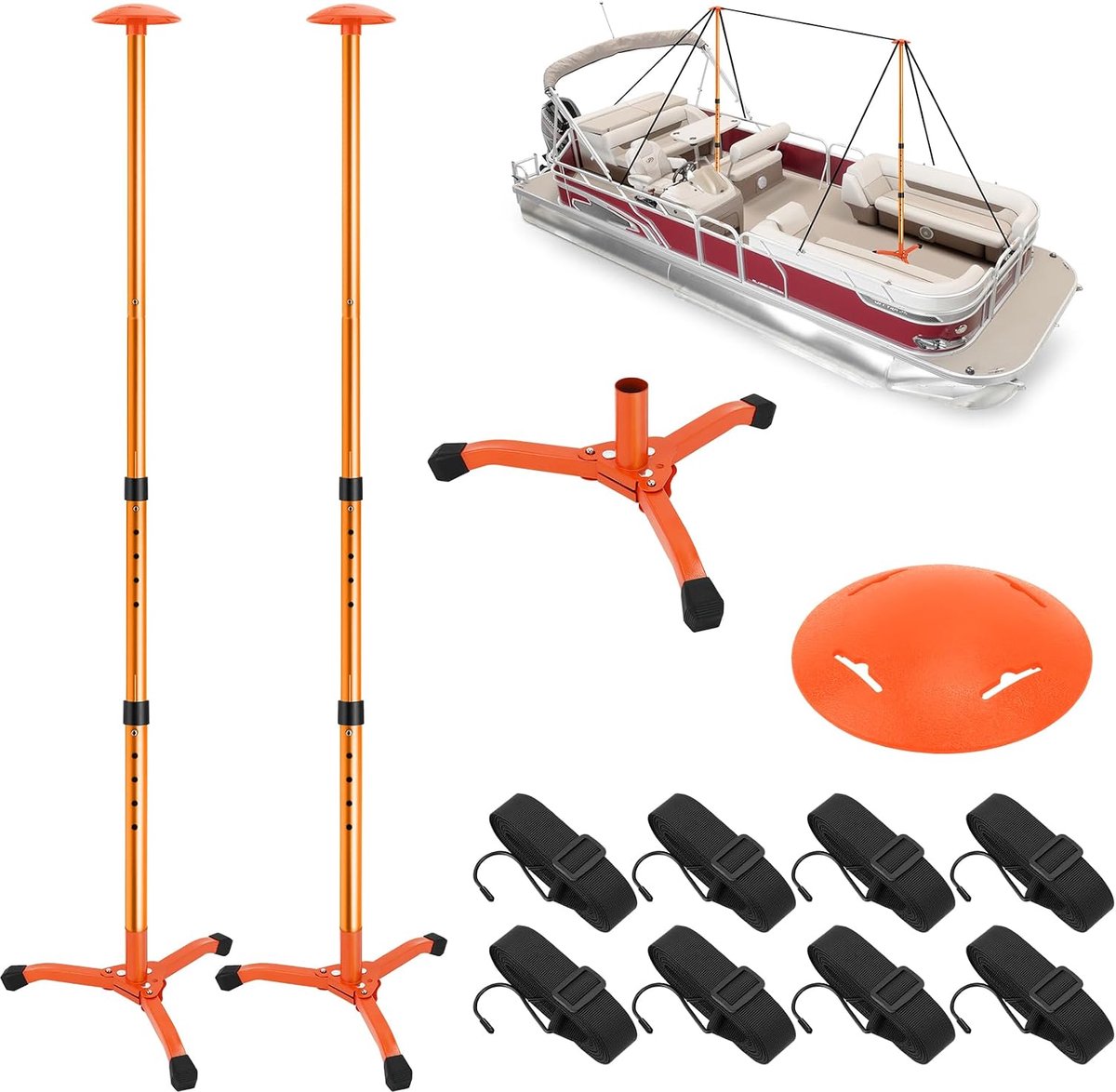 Bootbedekking steunstang verstelbaar - aluminium en ABS - met driehoekige basis - perfecte pasvorm voor elke boot - ShopVlot