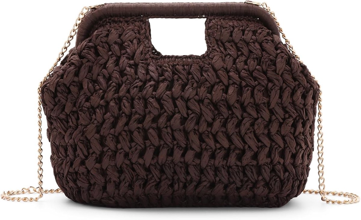 Fecialy Stro Clutch Portemonnee Voor Vrouwen Zomer Strand Geweven Tassen Stro Top Hanlde Handtassen Vakantie Crossbody - ShopVlot