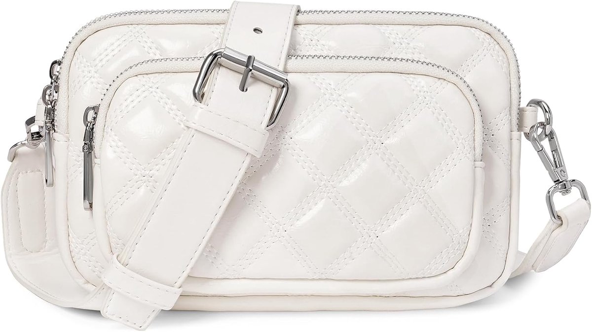 SENDEFN Schoudertas voor dames, klein, gewatteerd, veganistisch leer, wit - ShopVlot
