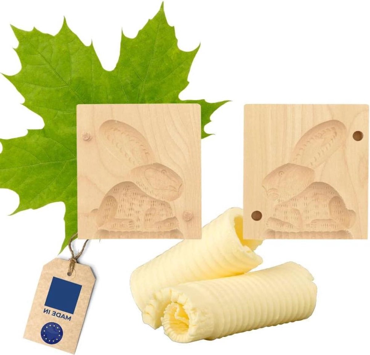 Boter Vorm - Houten Vorm - Elegante Decoratie - Handgemaakt Natuurlijk Hout - 12 cm - Konijn