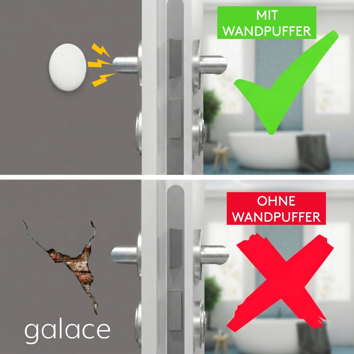GALACE Zelfklevende Deurstopper voor Muur, Deurbuffer, Muurbeschermer Wandbuffer [6 stuks] – 40mm Stille Door Stopper - ShopVlot