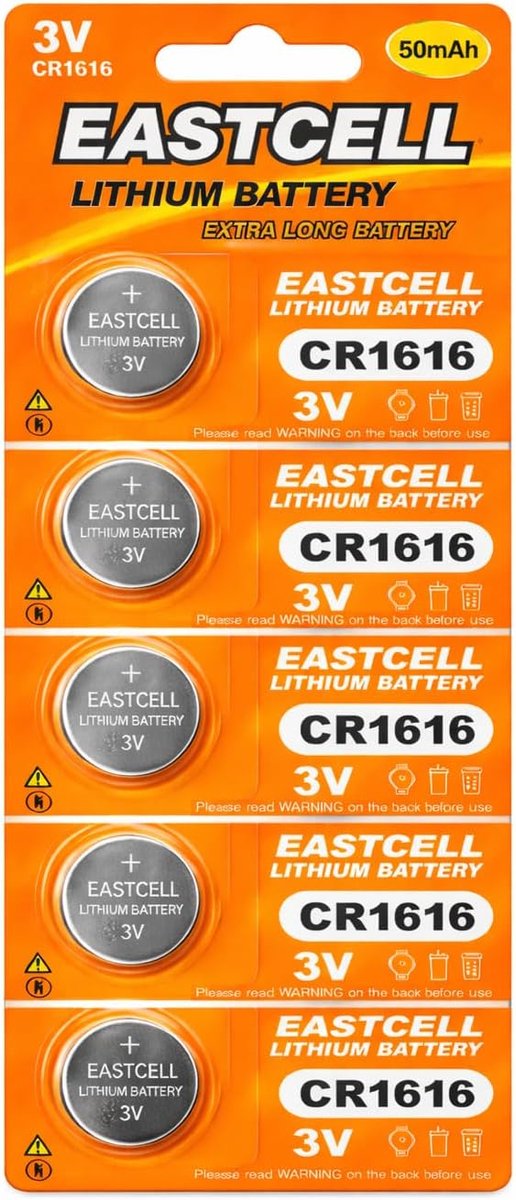Blister Pack of 5 CR1616 Lithium Button Cells 50mAh High-Power 3V for Car Keys and Remote Control - ShopVlot