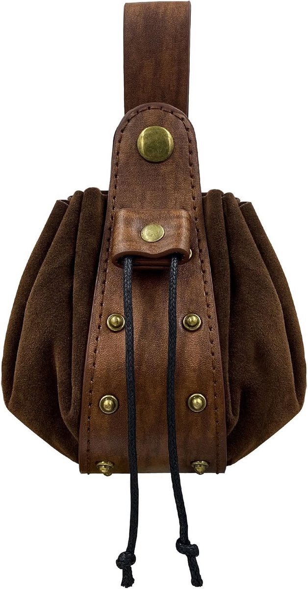 Vintage Medieval Leather Bag,Renaissance Drawstring Belt Pouch,Viking Cosplay Portable Purse,Middle Ages Dice Bag for - ShopVlot