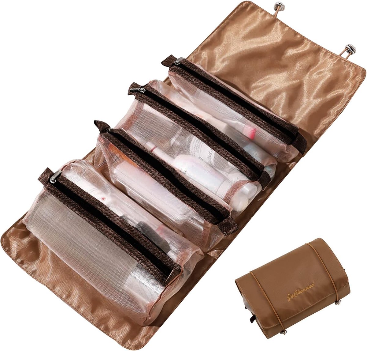 LumiSyne 4 In 1 Detachable Toiletry Bag Hanging Roll-Up Makeup Bag Large Capacity Travel Laundry Bag Mesh Cosmetic Bag - ShopVlot