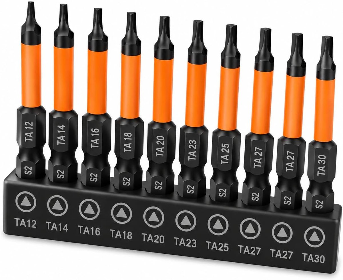 10 professionele schroefbits voor Torx TA12-TA30, magnetische driehoekige bits, 50 mm, van S2 staal, zeshoekige - ShopVlot