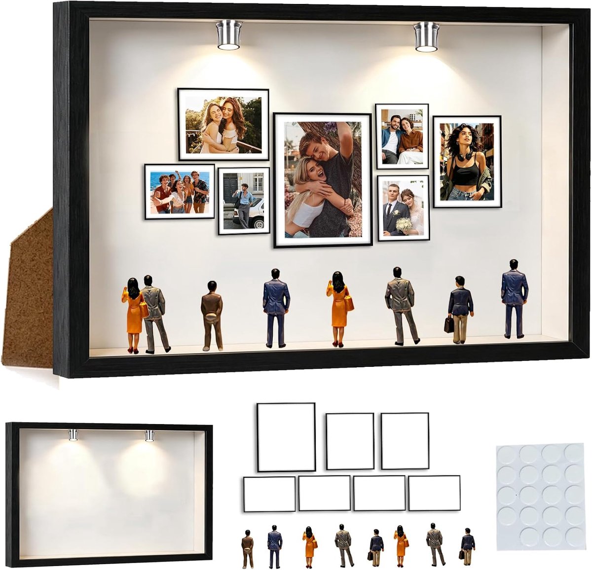 DIY Mini Museum Silhouette Box, 3D Miniature Museum Photo Frame with 8 Random Miniature Figures, 2 Gallery Spotlights - ShopVlot