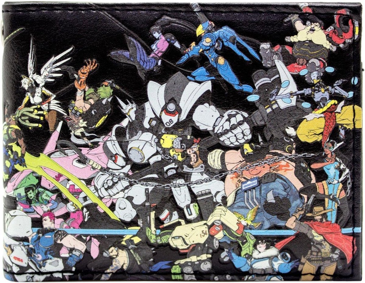 Omnic Crisis Hero Shooter Plow Mounting Black Bi-Fold Wallet, Black, bi-fold - ShopVlot