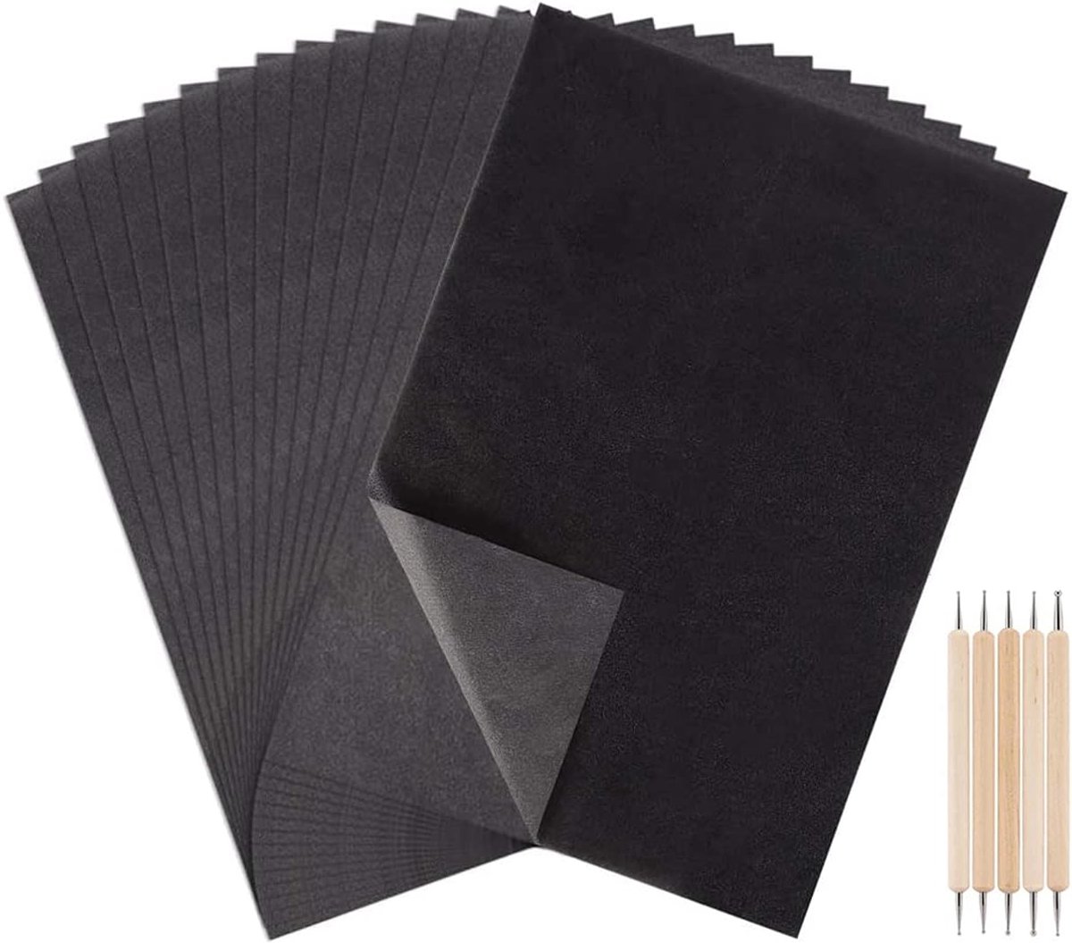 120 sheets black carbon transfer paper graphite A4 tracing copy paper with 5PCS double end tracing stylus point tools - ShopVlot