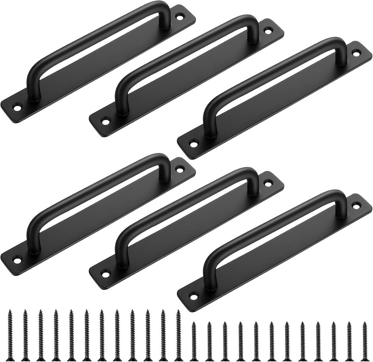 6 Pcs Sliding Door Handles, Black Push Pull Barn Door Handles, Gate Handles for Wooden Gates Garden Barn Garage - ShopVlot