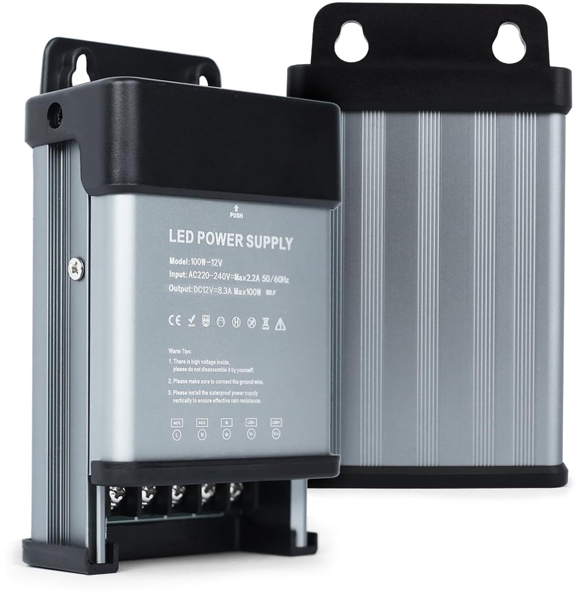 KSIBNW 12V LED Transformer 100W Transformer Outdoor IP44, Waterproof LED Power Driver 230V to DC 12 Volt 8.3A - ShopVlot