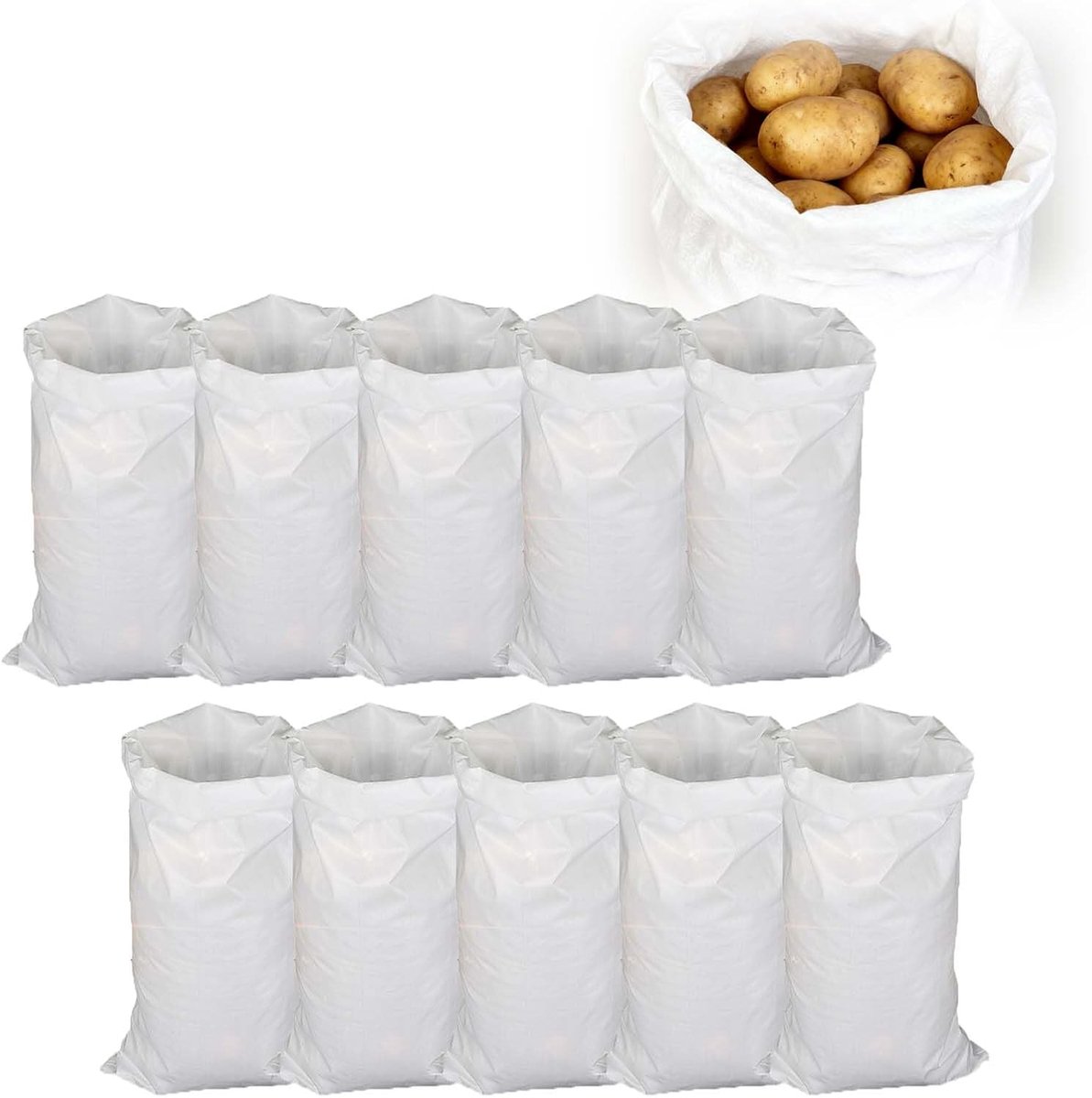10 stuks PP-stoffen zakken, 80 x 130 cm, witte polypropyleen zakken, herbruikbare transporttas & opbergzak voor - ShopVlot