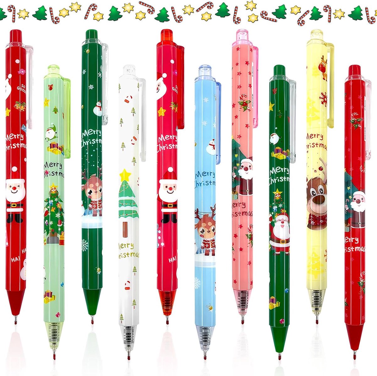 Christmas Ballpoint Pen, 30 Pieces Christmas Ballpoint Pen, Ballpoint Pens for Children, Present, Santa Claus - ShopVlot