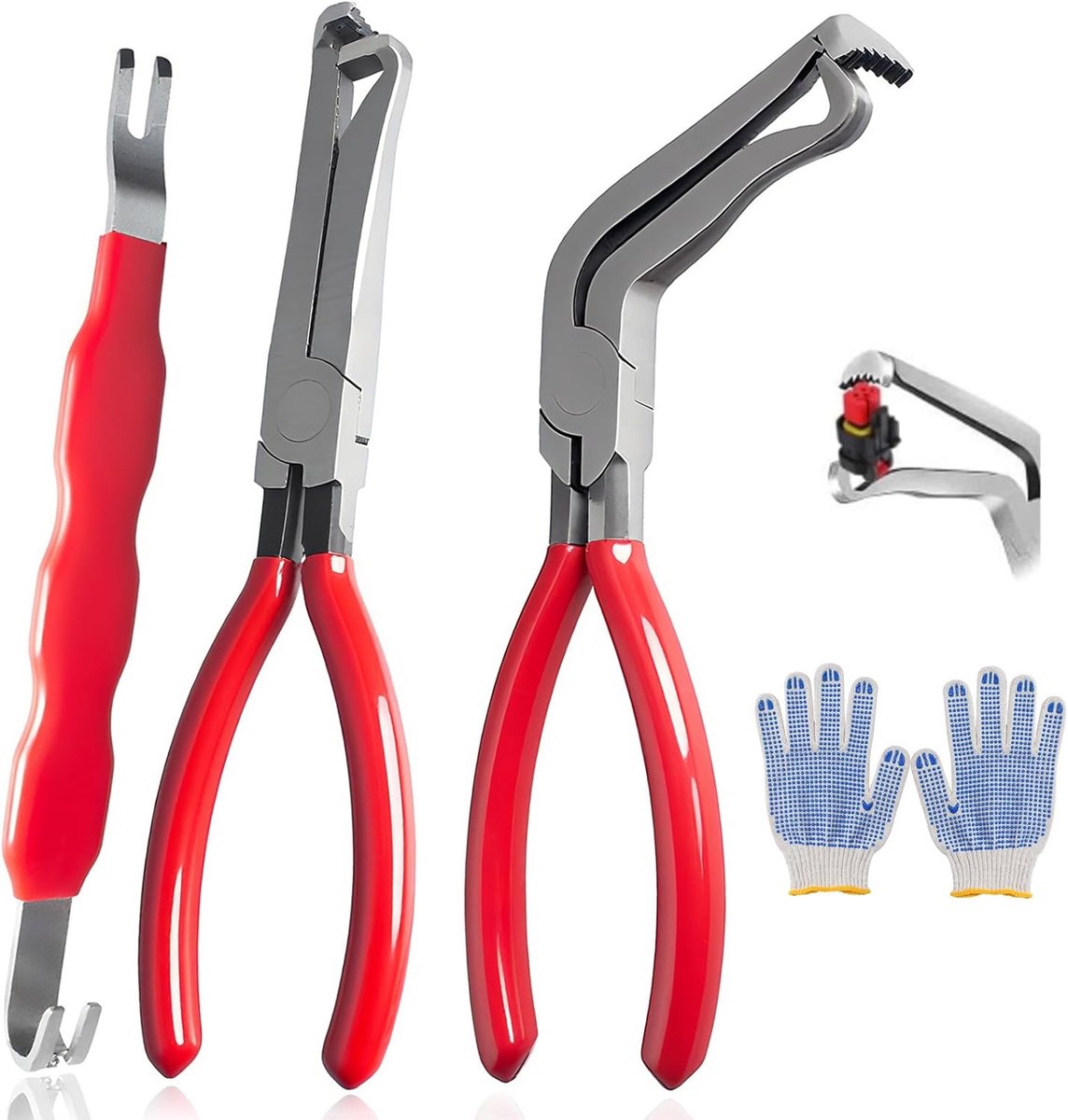 3 Pcs Detacher Pliers Kit, Car Electrical Connector Separation Tools, 8 Inch Straight and 60° Curved Connector Pliers - ShopVlot