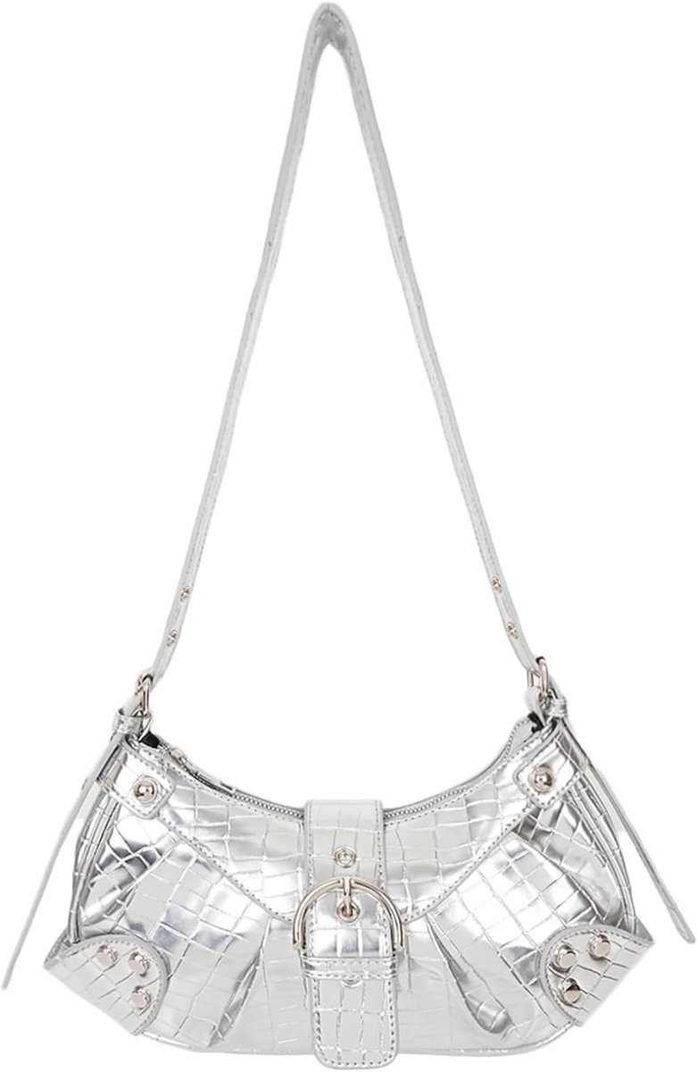 Y2K Women's Handbag, Elegant Shoulder Bag, Shiny Leather with Chain Strap for Party, Dinner, Small Shoulder Bag with - ShopVlot